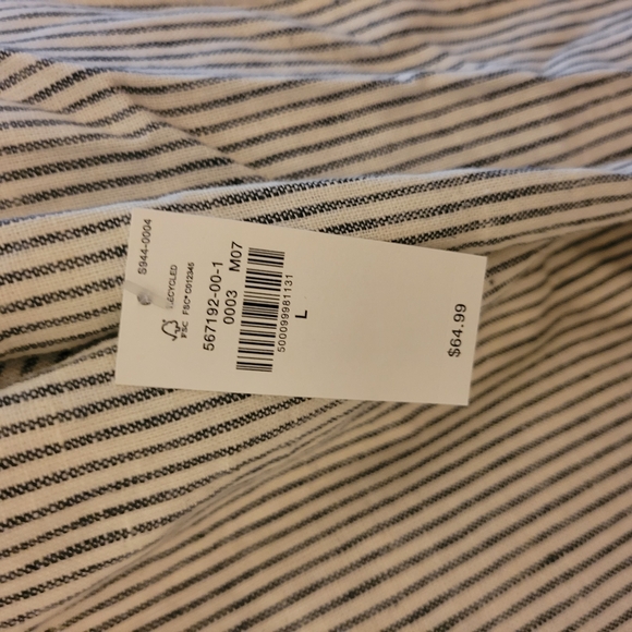 Old Navy Double-breasted Linen Navy/ White Blazer with Notched Lapels - Picture 2 of 5